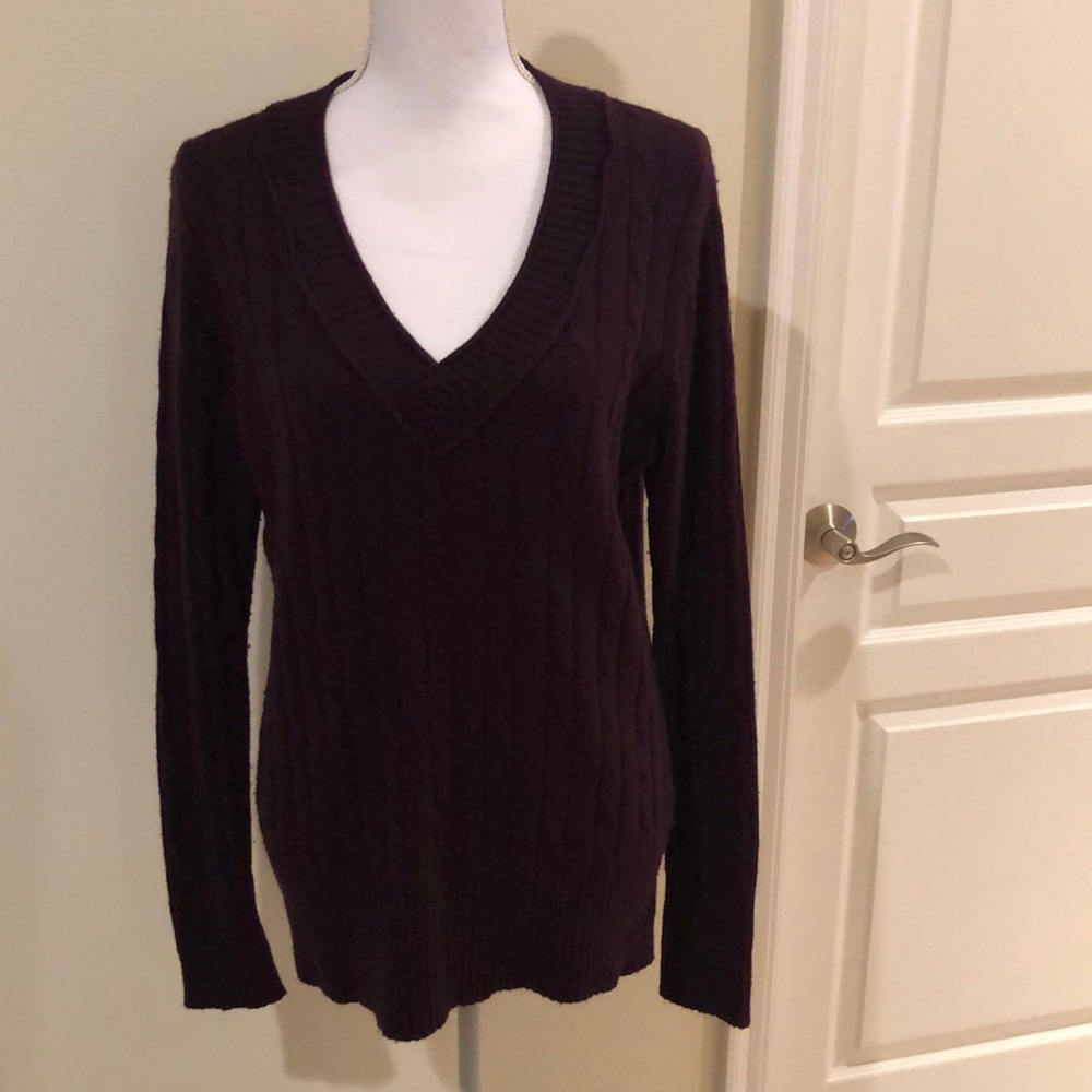 Ann Taylor Burgundy Colored V-neck Sweater